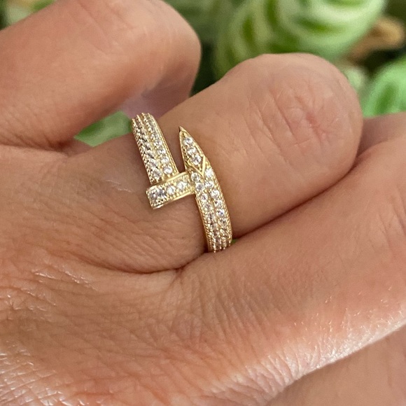 New Solid 14K Gold designer Nail Ring - Picture 2 of 16